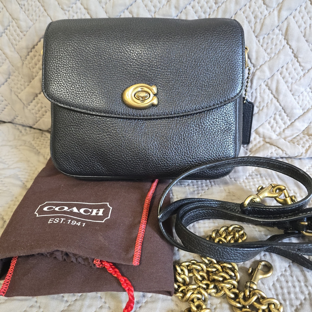 Coach Cassie 19. Black Crossbody Bag with Gold Accents